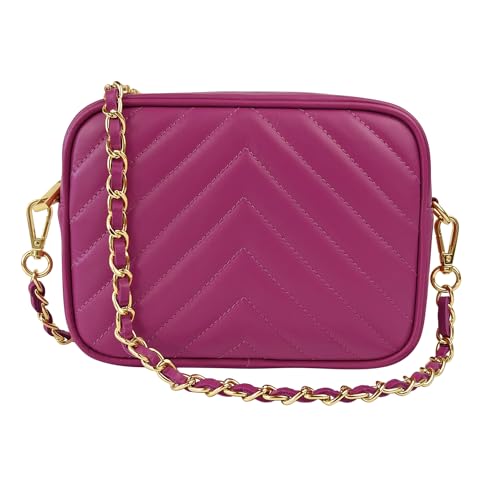 Parubi Clutch Umhängetasche, Gesteppte Handtasche aus Echtem Leder, Geflochtene Umhängetasche mit Kette, Tasche mit Schulterriemen für Frauen und Mädchen (Model Lola) von Parubi