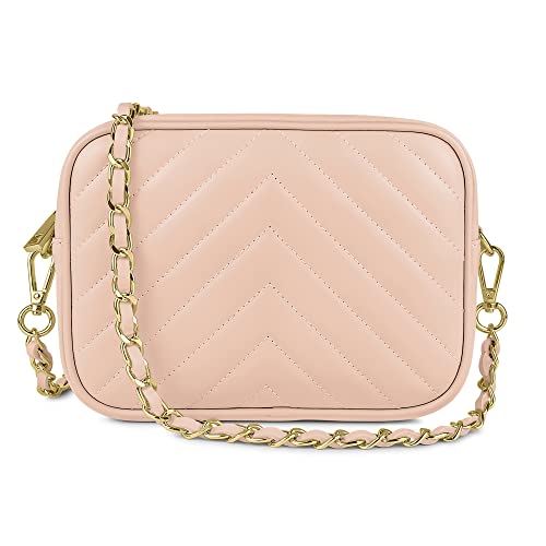 Parubi Clutch Umhängetasche, Gesteppte Handtasche aus Echtem Leder, Geflochtene Umhängetasche mit Kette, Tasche mit Schulterriemen für Frauen und Mädchen (Model Lola) von Parubi