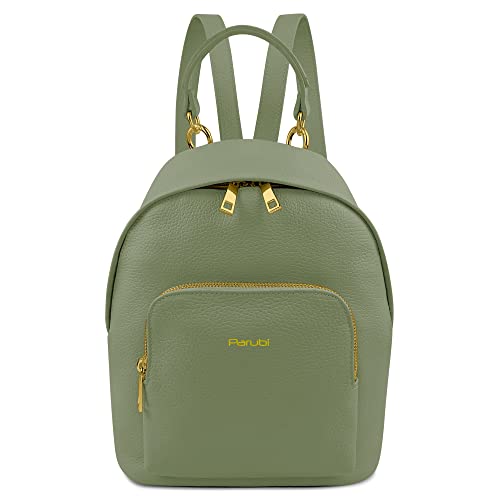 Parubi Damen Lederrucksack aus echtem Leder mit Fronttasche, Made in Italy, Schulterrucksack, Reise Rucksack, Freizeitrucksack für Frauen und Mädchen (Model Ines) von Parubi