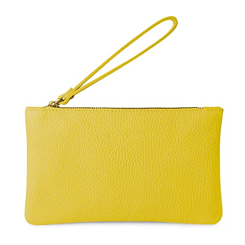 Parubi Kleine Handtasche Minihandtasche aus Weichem Echtleder, Hergestellt in Italien, Clutch mit Kordelzug und Elegantem Reißverschluss Tasche für Frauen und Mädchen (Aura) von Parubi