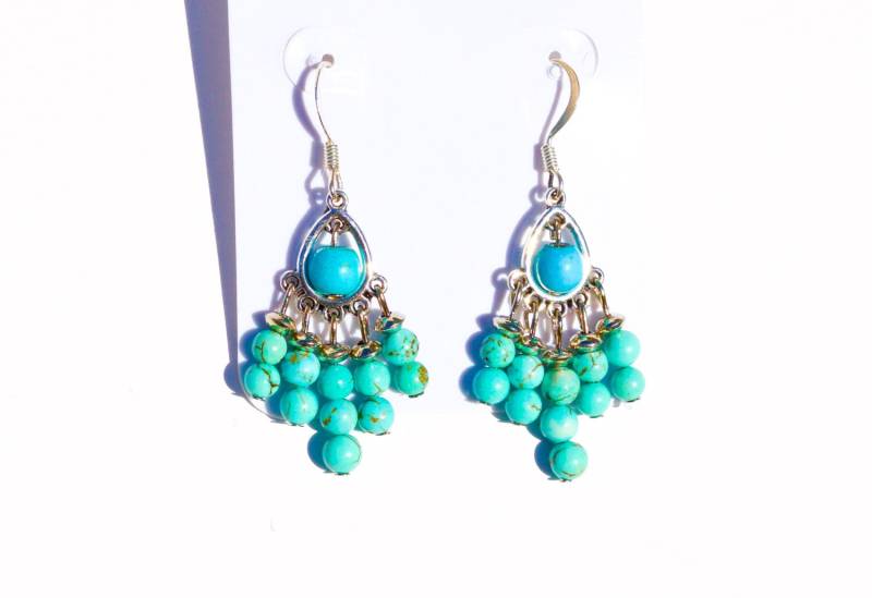 Reserviert | Türkis Ohrringe, Türkisch Statement Handgemachter Schmuck, Creolen, Baumeln Und Tropfen Ohrringe von Paruco