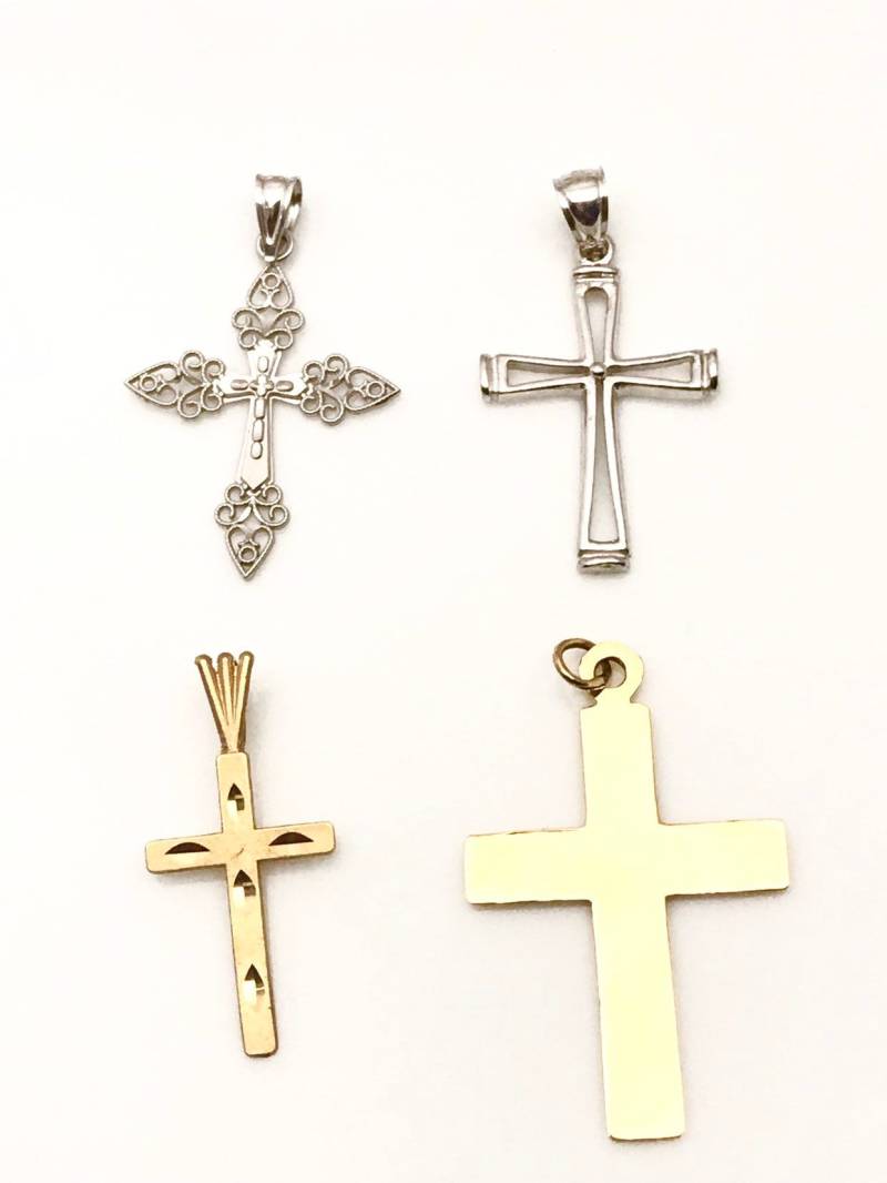 14K Massivgold Kreuz Halskette, Weißgold Anhänger, Zierliches Gelbgold Kreuz, Geschenk Für Frauen Und Männer von ParyaniJewelers
