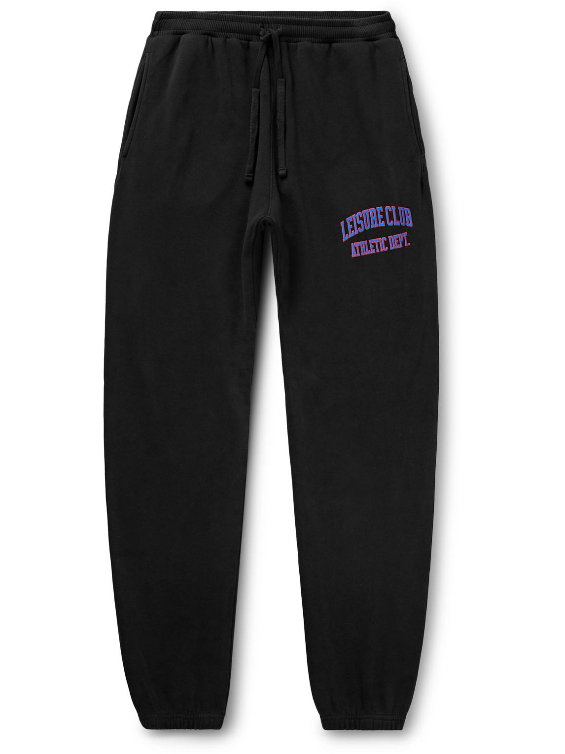 Pasadena Leisure Club - Athletic Dept. Tapered Logo-Print Garment-Dyed Cotton-Jersey Sweatpants - Men - Black - XL von Pasadena Leisure Club