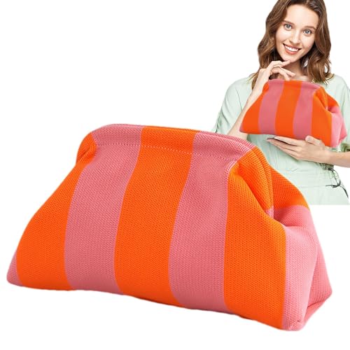 Knödel Clutch Für Damen, Sommer Beach Damen, Farbblock Tasche Handtaschen, Lässige Gewebte Häkel Tasche Mit Kussverschluss Und Knödel Strick Für Beach, Abendessen, Hochzeiten Knödel Clutch Für Damen, Sommer Beach Damen, Farbblock Tasche Handtaschen, Lässige Gewebte Häkel Tasche Mit Kussverschluss Und Knödel Strick Für Beach, Abendessen, Hochzeiten von Pasbuteiy