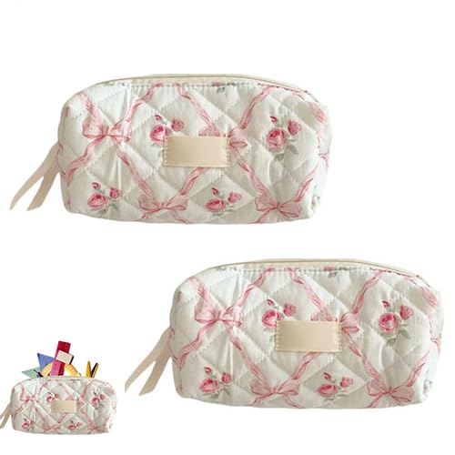 Pasbuteiy 2 Stück Federmäppchen Mit Blumenmuster Tragbare, Federmäppchen Für Schule, Federtasche Mit Blumenmuster, Weiche Schminktasche, wasserdichte Stifttasche Für Stifte, Bleistifte, Radiergummis von Pasbuteiy