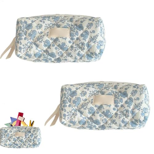 Pasbuteiy 2 Stück Federmäppchen Mit Blumenmuster Tragbare, Federmäppchen Für Schule, Federtasche Mit Blumenmuster, Weiche Schminktasche, wasserdichte Stifttasche Für Stifte, Bleistifte, Radiergummis von Pasbuteiy