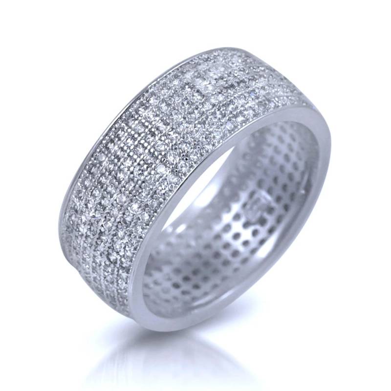 Big Micro Pave Kubikzirkonia Eternity Bandring Aus Sterlingsilber Weit Zigarrenstil Jubiläum, Mamas Geschenk, Cocktail-Modering Big Micro Pave Kubikzirkonia Eternity Bandring Aus Sterlingsilber Weit Zigarrenstil Jubiläum, Mamas Geschenk, Cocktail-Modering von Pascollato