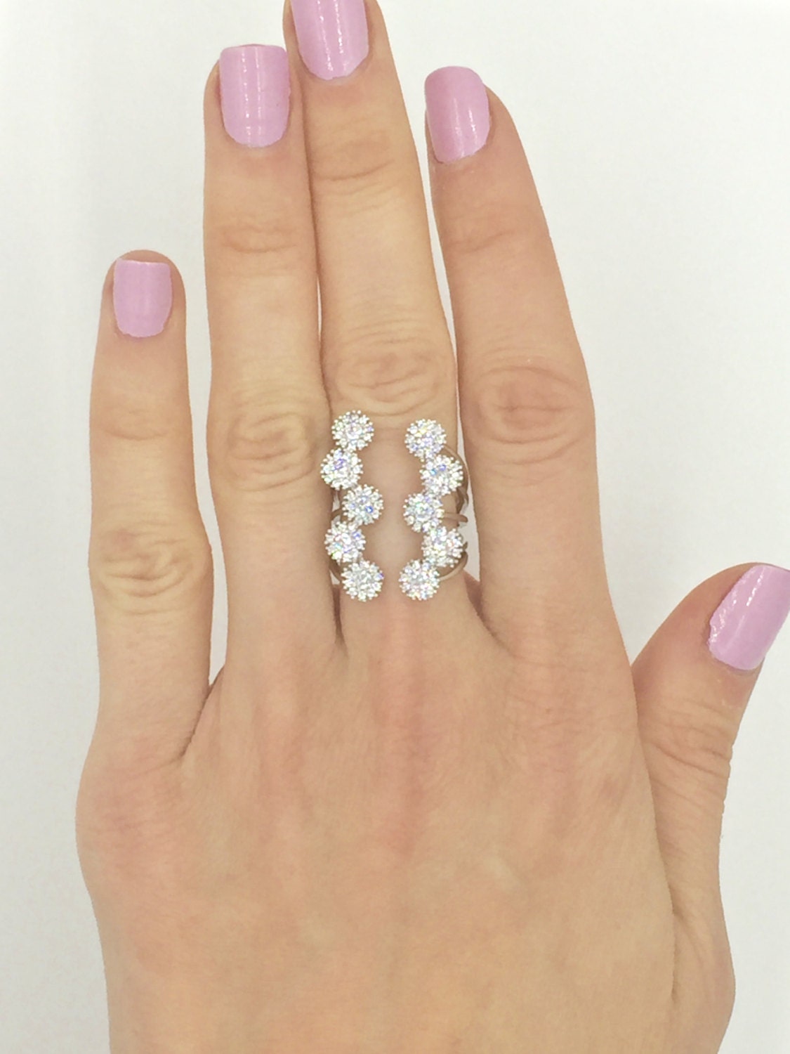 Sterling Silber Cubic Zirconia Big Offen Statement Moderne Cz Cocktail Micro Pave Set Trendy Einzigartiges Design Sz 6 Sterling Silber Cubic Zirconia Big Offen Statement Moderne Cz Cocktail Micro Pave Set Trendy Einzigartiges Design Sz 6 von Pascollato