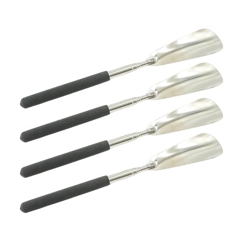 Pasdrucn 4 Stück Schuhlöffel Lang Teleskopisch 25.5 Cm~63 Cm, Schuhlöffel Lang Kunststoff Mit Metall Griff, Plastik Schuhanzieher Lang Metall, Schuhlöffel Metall Lang Für Herren Damen Kinder (B) von Pasdrucn