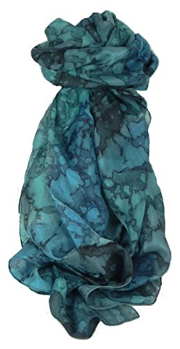 Pashmina & Silk Maulbeerseide Handgemalte Langer Tuch French Blues Classic von Pashmina & Silk