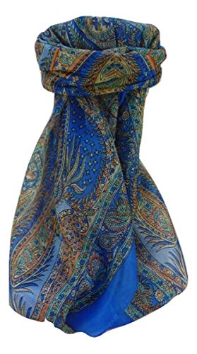Pashmina & Silk Traditional Maulbeereseide Quadratischer Tuch CHATUR BLUE von Pashmina & Silk