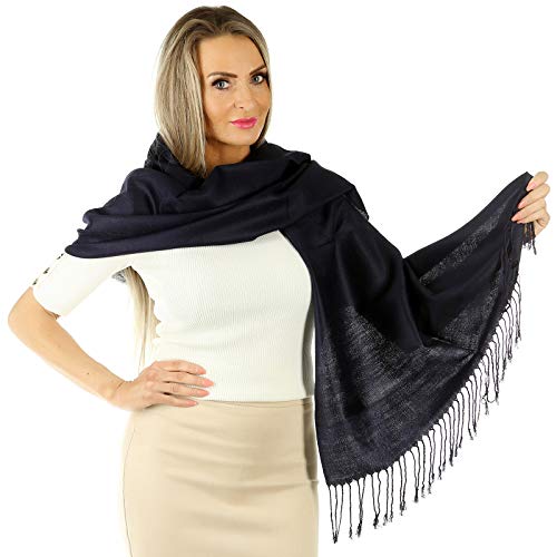 PashminaShine-Weich wie Kashmir-Seide Leicht-Schal Sommer-Halstuch-Schal Herren-Schals und Tücher für Damen-Pashmina für damen-Geschenke für Frauen (Marineblau) von PashminaShine