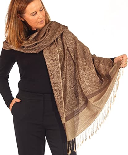 PashminaShine-Weich wie Kashmir-Seide Leicht-Schal Sommer-Halstuch-Schal Herren-Schals und Tücher für Damen-Pashmina für damen-Geschenke für Frauen (Kaffeebraun) von PashminaShine