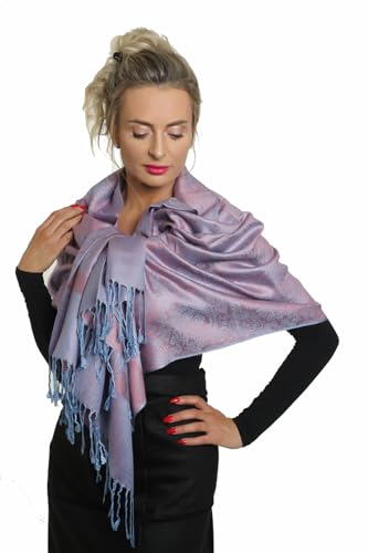 PashminaShine-Schal-Weich Wie Kaschmir Und leicht wie Seide-Mit Paisley motiv-Pashmina-Schal Damen-Schal Herren-200 * 70 cm-Schal Winter-Jaquard-Wrap-Schals und Tücher für Damen (lila) von PashminaShine