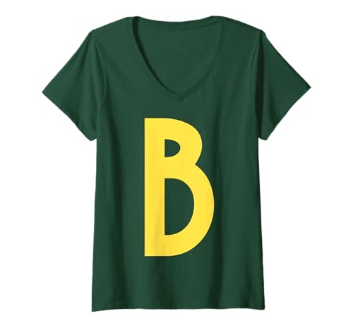 Damen Brief B Funny Group Matching Halloween Kostüm 2025 Familie T-Shirt mit V-Ausschnitt von Passende Familiengruppe Alphabet für Halloween -T