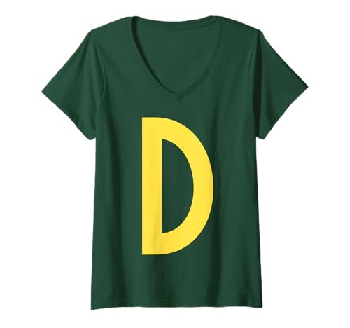 Damen Brief D Funny Group Matching Halloween Kostüm 2025 Familie T-Shirt mit V-Ausschnitt von Passende Familiengruppe Alphabet für Halloween -T