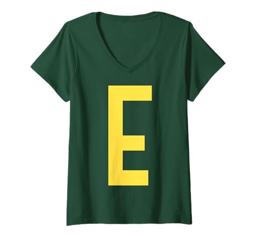 Damen Brief E lustige Gruppenübereinstimmung mit Halloween -Kostüm T-Shirt mit V-Ausschnitt von Passende Familiengruppe Alphabet für Halloween -T