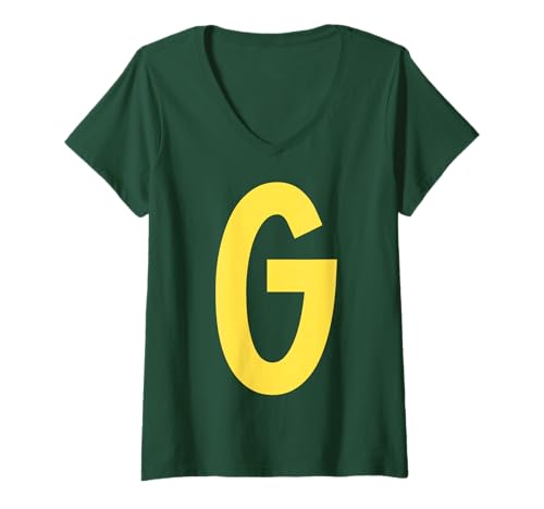 Damen Brief G lustige Gruppenübereinstimmung mit Halloween -Kostüm T-Shirt mit V-Ausschnitt von Passende Familiengruppe Alphabet für Halloween -T