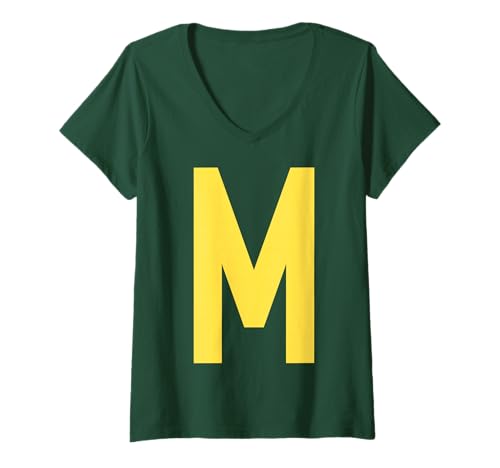 Damen Brief M lustige Gruppenübereinstimmung mit Halloween -Kostüm T-Shirt mit V-Ausschnitt von Passende Familiengruppe Alphabet für Halloween -T