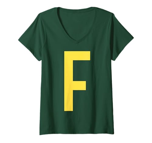 Damen Brief f lustige Gruppenübereinstimmung mit Halloween -Kostüm T-Shirt mit V-Ausschnitt von Passende Familiengruppe Alphabet für Halloween -T