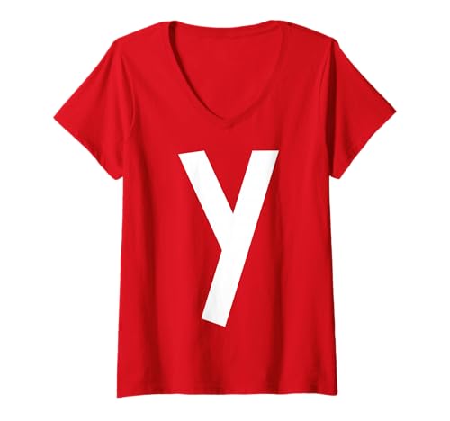 Damen Brief y Funny Group Matching Weihnachtskostüm 2025 Familie T-Shirt mit V-Ausschnitt von Passende Familiengruppe Alphabet für Weihnachts -T