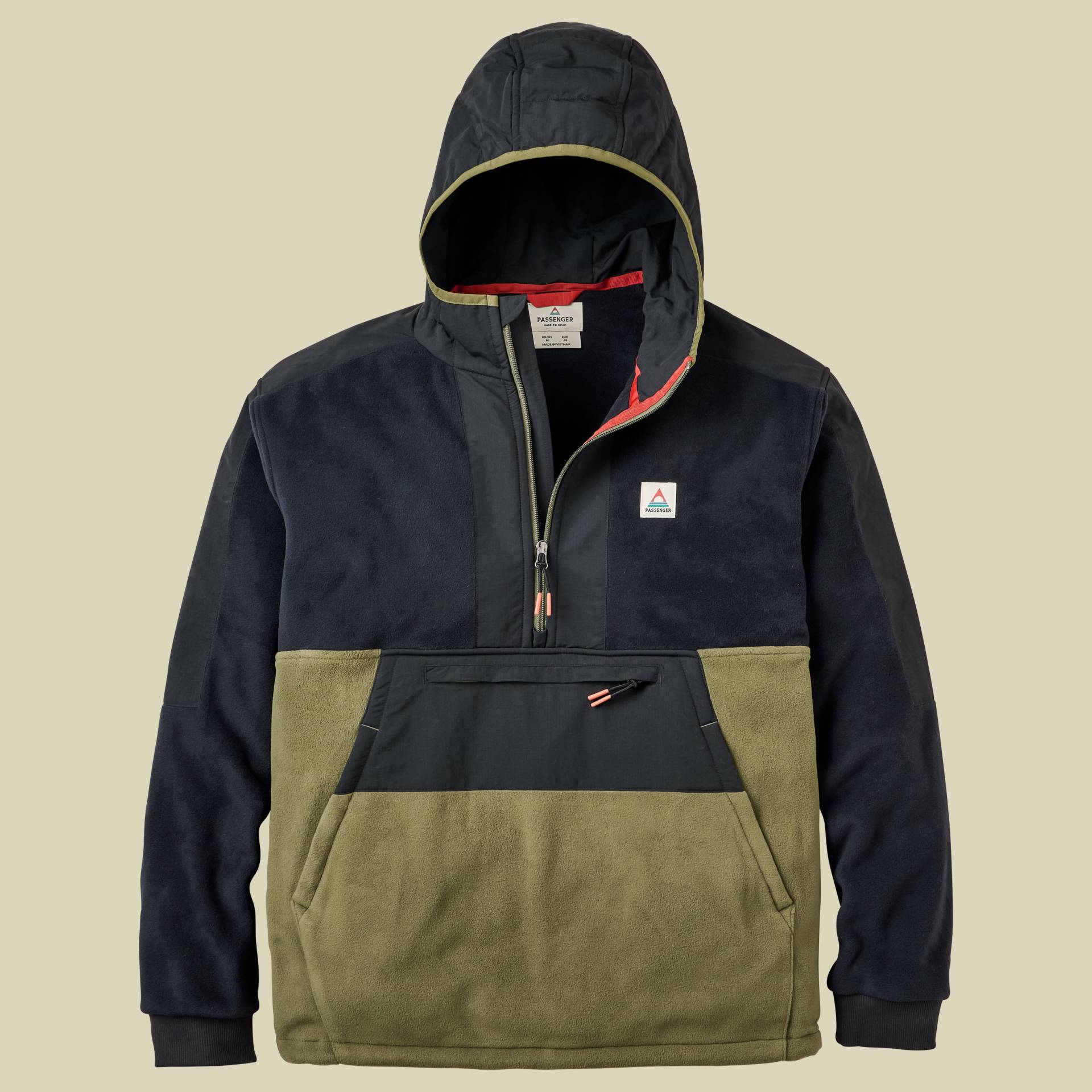 Woodland Hooded 1/2 Zip Recycled Polar Fleece L mehrfarbig- black/khaki von Passenger