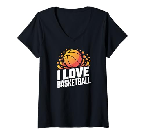 Damen Ich Liebe Basketball Passion Splash T-Shirt mit V-Ausschnitt Damen Ich Liebe Basketball Passion Splash T-Shirt mit V-Ausschnitt von Passion Basketball Enthusiasts