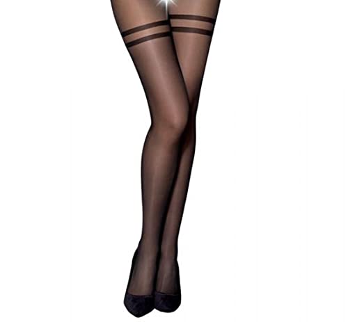 Damen Dessous ouvert Strumpfhose schwarz mit eingewebten Ringen im Schritt offen elastisch 1/2 von Passion Dessous