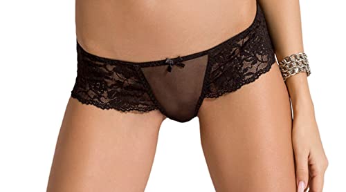 Frauen Dessous String Tanga schwarz aus Tüll und Spitze dehnbar transparent Reizwäsche Slip XXL/XXXL von Passion Dessous