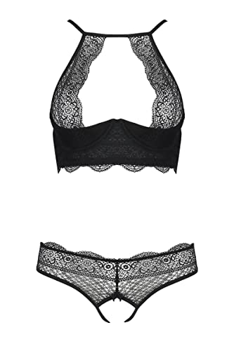 Passion Damen Reizwäsche Set Spitze Netz Träger Sinnlich Verführerisch Yona, Schwarz,L-XL von Passion Dessous