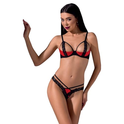 Passion Dessous 2-teiliges Dessous-Set mit Spitze L/XL, Rot/Schwarz, L/XL Passion Dessous 2-teiliges Dessous-Set mit Spitze L/XL, Rot/Schwarz, L/XL von Passion Dessous