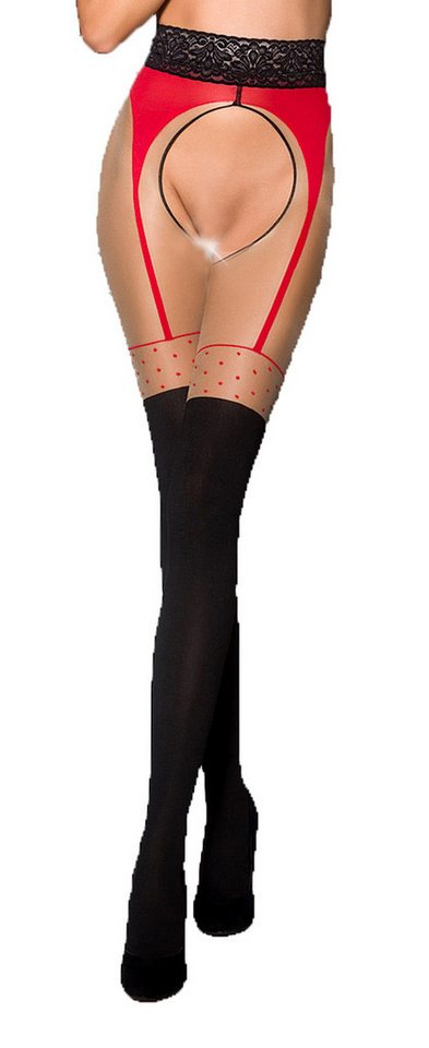Passion Dessous Ouvert Strumpfhose Rot schwarze Damen Dessous ouvert Strumpfhose elastisch transparent im von Passion Dessous