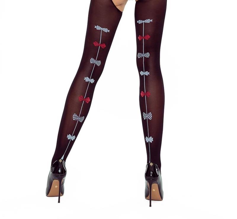 Passion Dessous Ouvert Strumpfhose Schwarze ouvert Strumpfhose mit Schleifen im Schritt offen von Passion Dessous