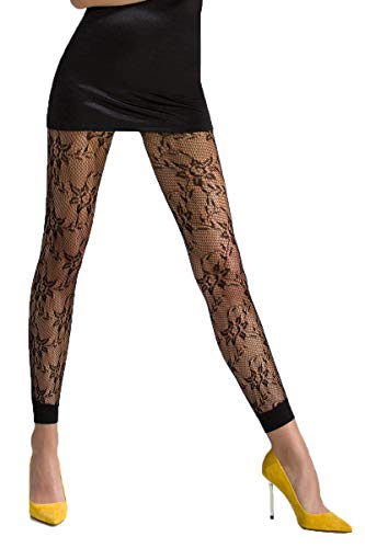 Passion Dessous Schwarze Frauen Netz-Strumpfhose transparent mit Muster elastisch 3/4 von Passion Dessous