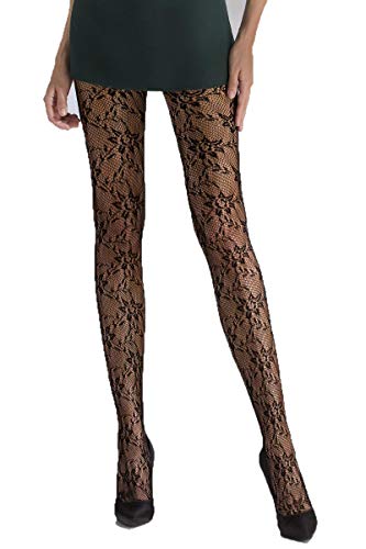 Passion Dessous Schwarze Frauen Netz-Strumpfhose transparent mit blumen Muster elastisch 1/2 von Passion Dessous