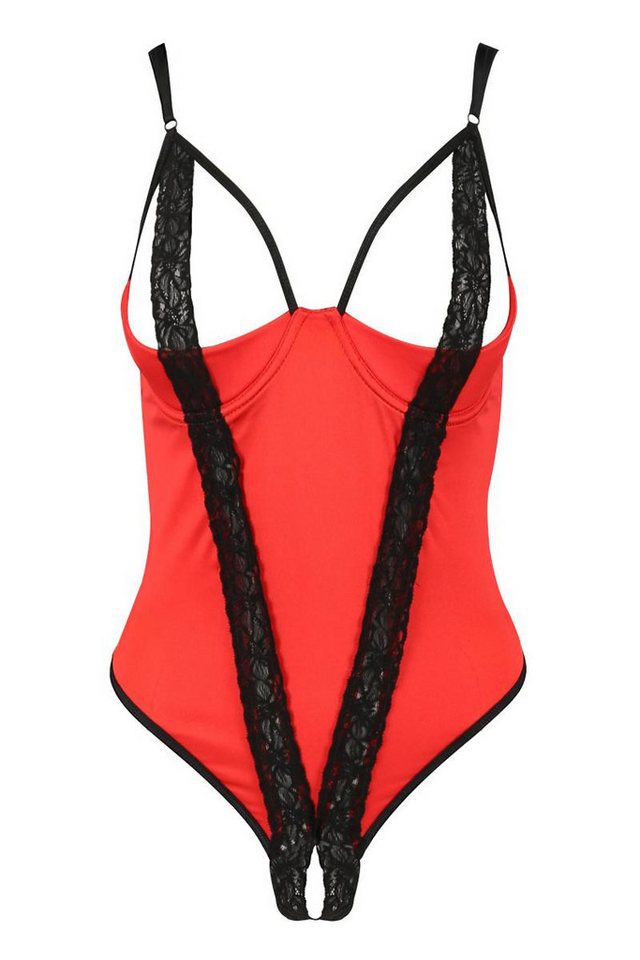 Passion Dessous Stringbody Roter ouvert Stringbody mit schwarzer Spitze Damen Dessous Body dehnba Passion Dessous Stringbody Roter ouvert Stringbody mit schwarzer Spitze Damen Dessous Body dehnba von Passion Dessous