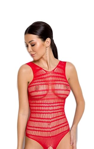 Passion roter ouvert Body Damen Dessous Netz Body im Schritt offen S/L von Passion Dessous