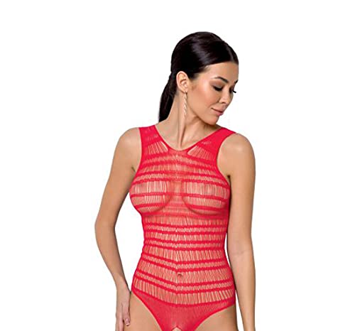 Roter ouvert Body Damen Dessous Netz Body im Schritt offen S/L von Passion Dessous