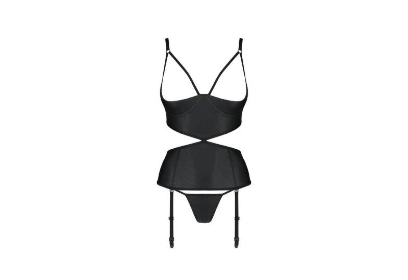 Passion-Exklusiv Corsage PE Jannies corset & thong with open cups black - von Passion-Exklusiv