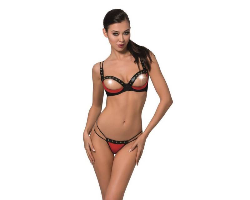 Passion-Exklusiv Set: Ouvert-BH PE Midori Set with open bra red - (L/XL,S/M) von Passion-Exklusiv