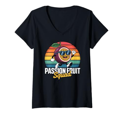 Damen Passion Fruit Squad Tropical Produce im Retro-Stil T-Shirt mit V-Ausschnitt Damen Passion Fruit Squad Tropical Produce im Retro-Stil T-Shirt mit V-Ausschnitt von Passion Fruit Farmers Produce