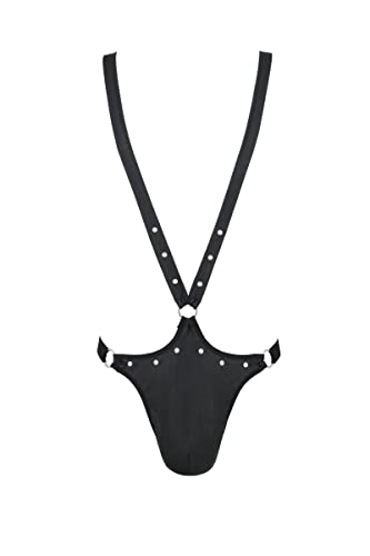 Passion Menswear Schwarzer Herren String-Body aus mattem Kunstleder und Breiten Gummibänder Männer Body knapp S/M Passion Menswear Schwarzer Herren String-Body aus mattem Kunstleder und Breiten Gummibänder Männer Body knapp S/M von Passion Menswear