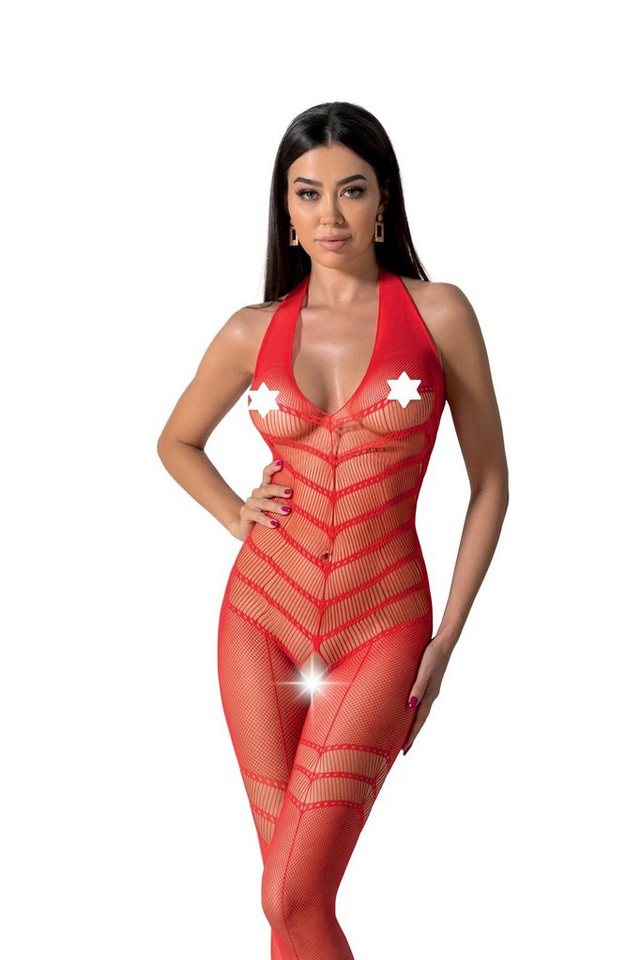 Passion Bodystocking Bodystocking in rot Catsuit ouvert aus Netz 20 DEN (1 St) von Passion