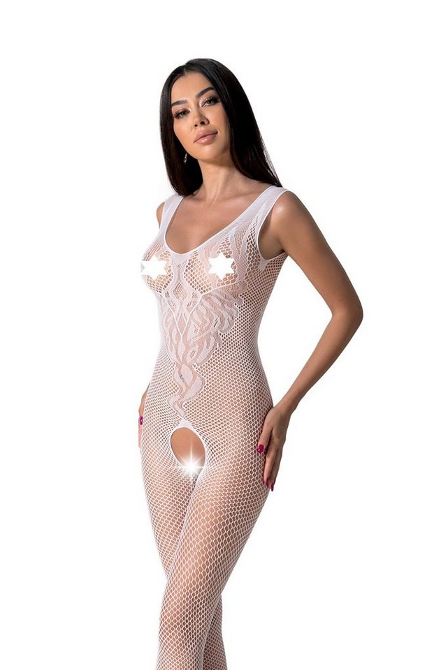 Passion Bodystocking Bodystocking in weiß Catsuit ouvert pofrei aus 20 DEN (1 St) von Passion