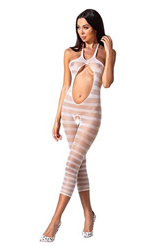 Passion Heißer Catsuit Ouvert BS081 - sexy Bodystocking Dessous S/L Weiß von Passion Dessous