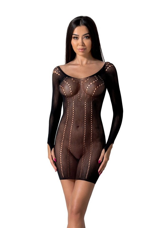 Passion Netzkleid Netzkleid in schwarz langarm Minikleid elastisch (1-tlg) von Passion