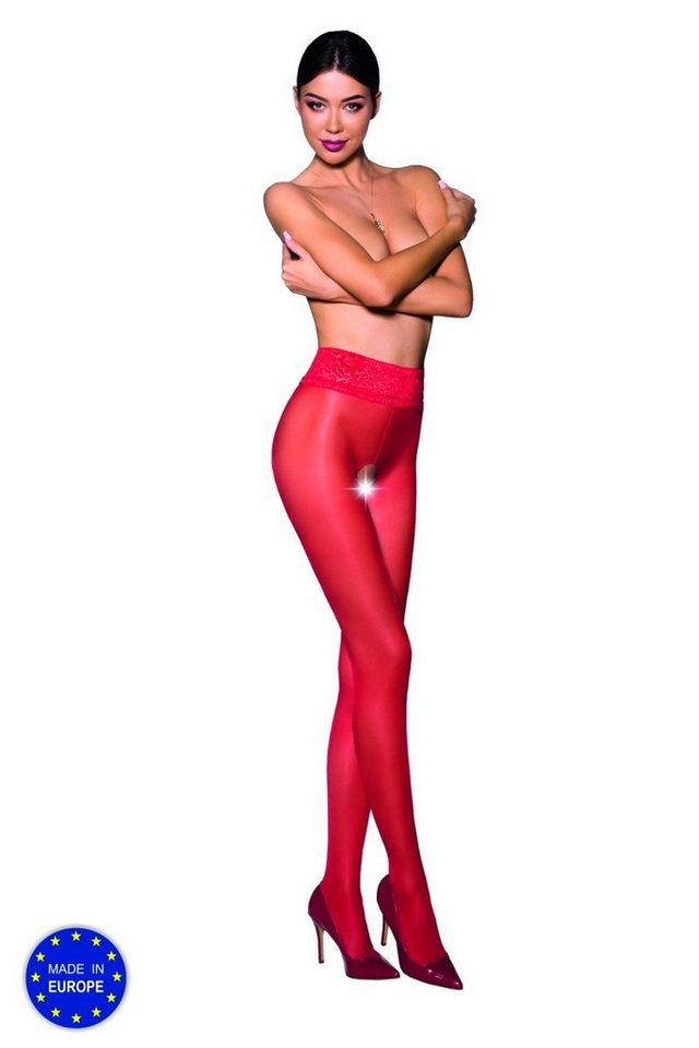 Passion Ouvert Strumpfhose Strumpfhose ouvert in rot - 3/4 von Passion