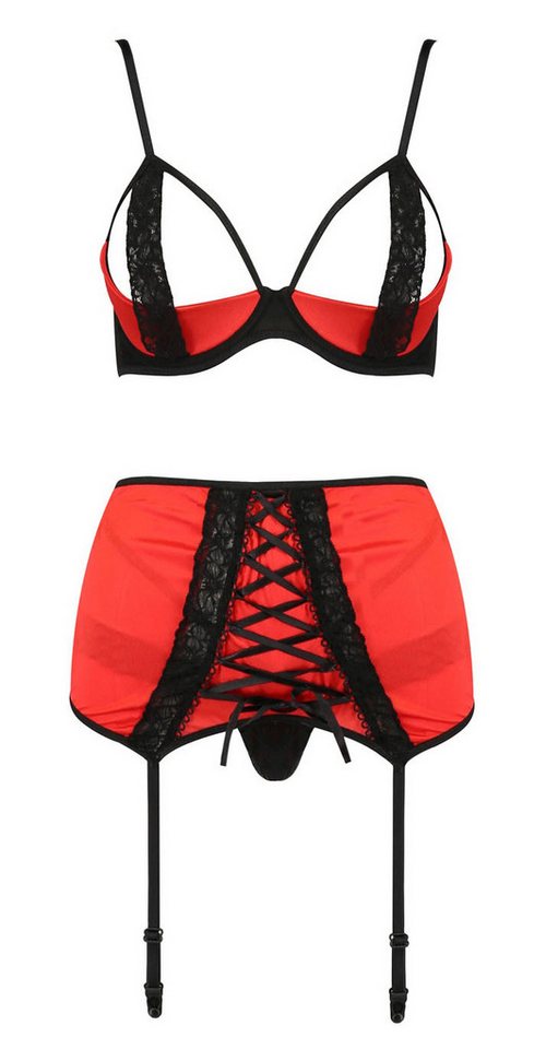 Passion Strapsgürtel Set (Bügel-BH, Strumpfhalter und String), stilvoll und sey von Passion