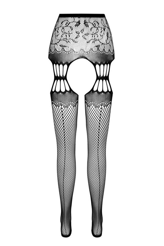 Passion Strapsstrümpfe Strapsstrümpfe in schwarz Strumpfhose ouvert aus (1-Paar) von Passion