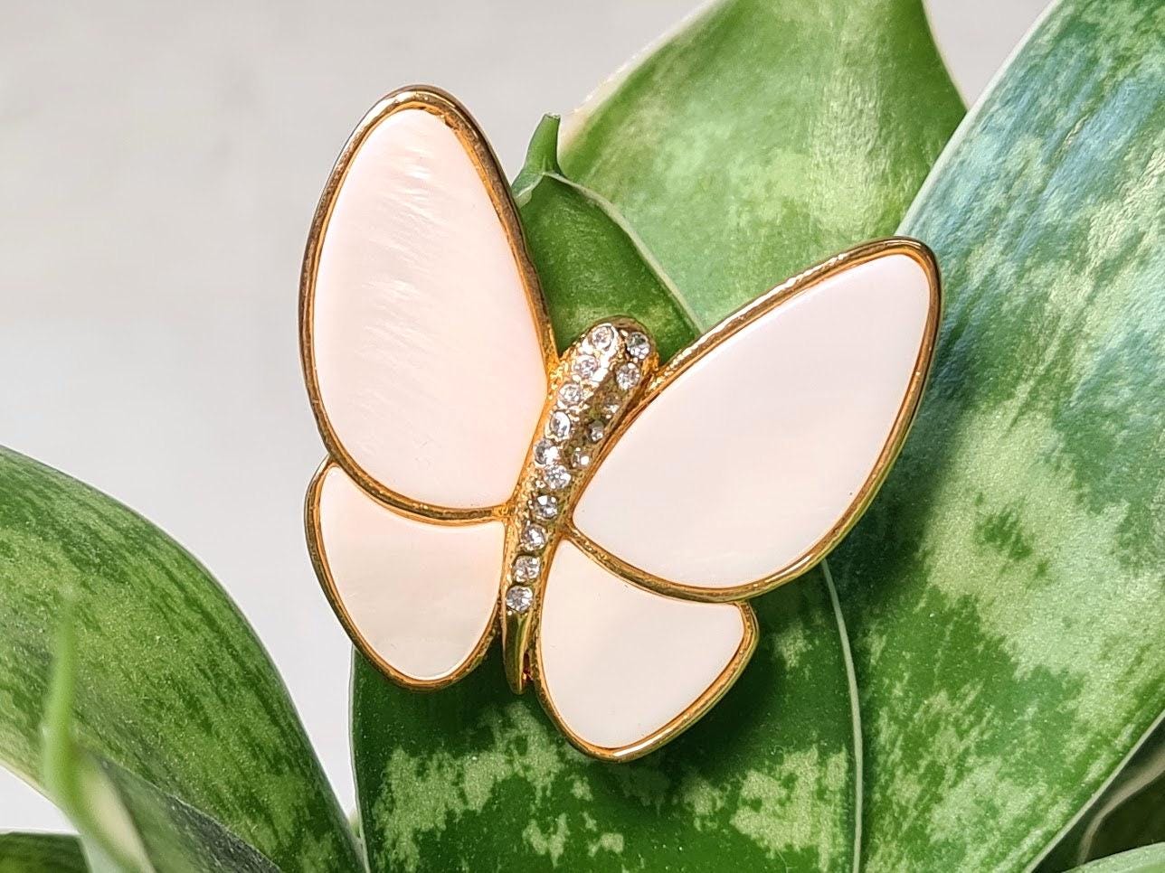 Schmetterling Brosche Perlmutt Strass Vintage Schmuck Modeschmuck Anstecker Schmetterling Brosche Perlmutt Strass Vintage Schmuck Modeschmuck Anstecker von PassionaShop